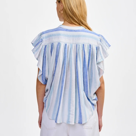 BELLEROSE CHAOS STRIPED BLOUSE - BLUE - Picture 3 of 4